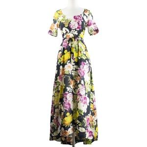 ▪️Frock Shop | Black Cotton Floral Print Maxi Dress, XS